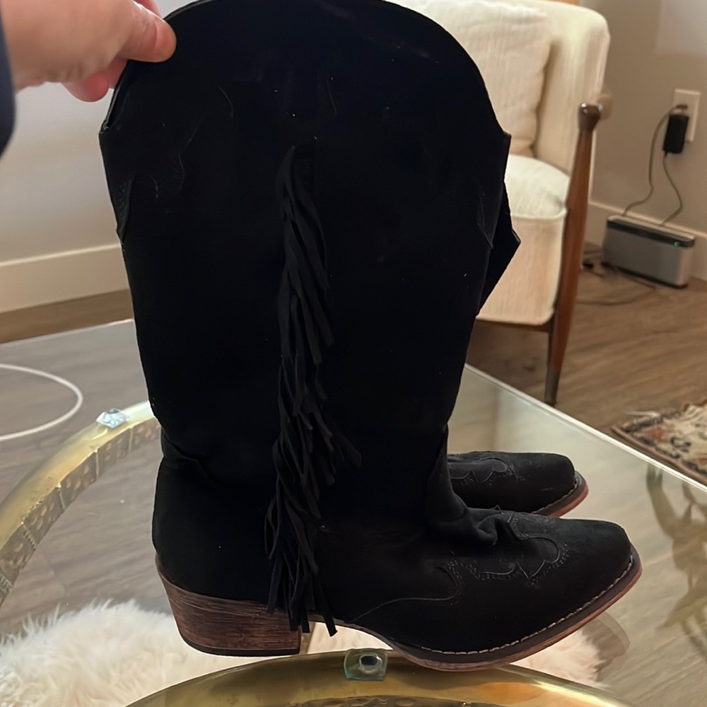 Black Roper side fringe cowboy boots womens size 7